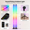 Two tall RGB LED floor lamps for ambient light featuring sound activation and remote control features