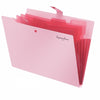 A pink 5-pocket accordion document folder for A4 papers.