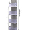 A tall, rectangular over-the-door hanging organizer with twelve clear compartments and a gray fabric backing.
