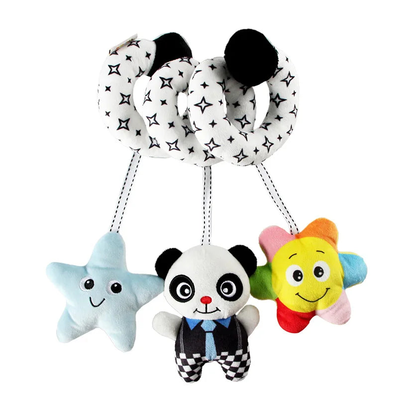 Soft Car Seat & Stroller Toy Set with Mirror, Crinkle, and Squeaky Sounds