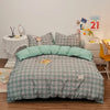 100% Cotton Duvet Cover Set with Plaid Stripe – Breathable & Skin-Friendly
