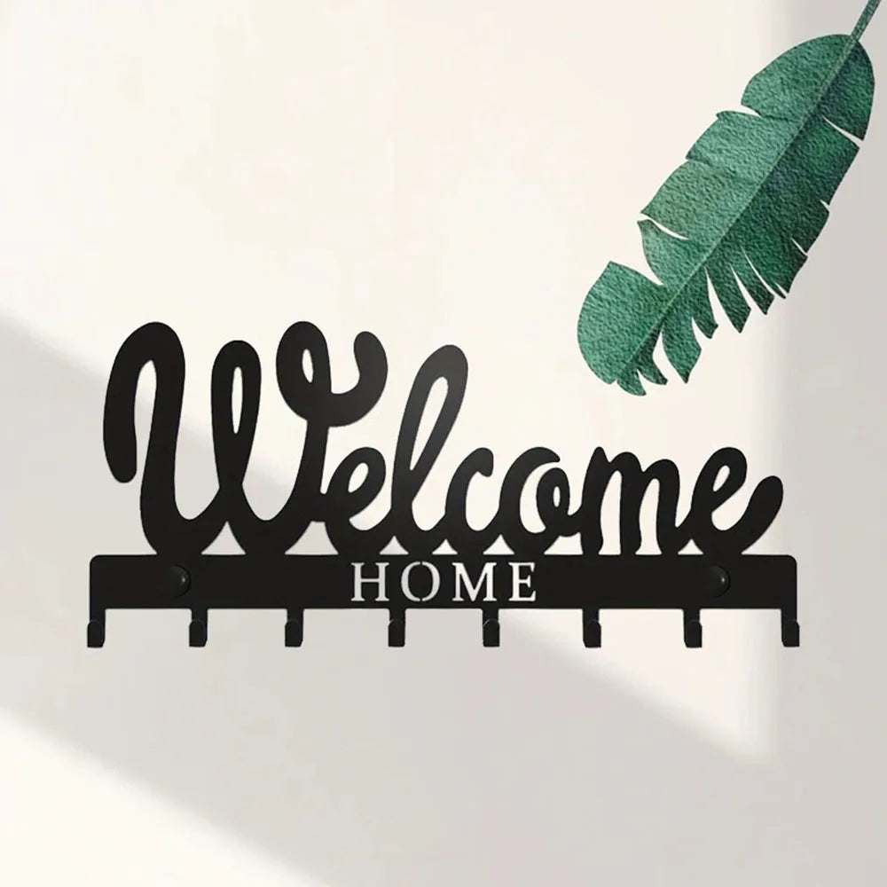 Wall-Mounted Metal Key Holder with 8 Hooks