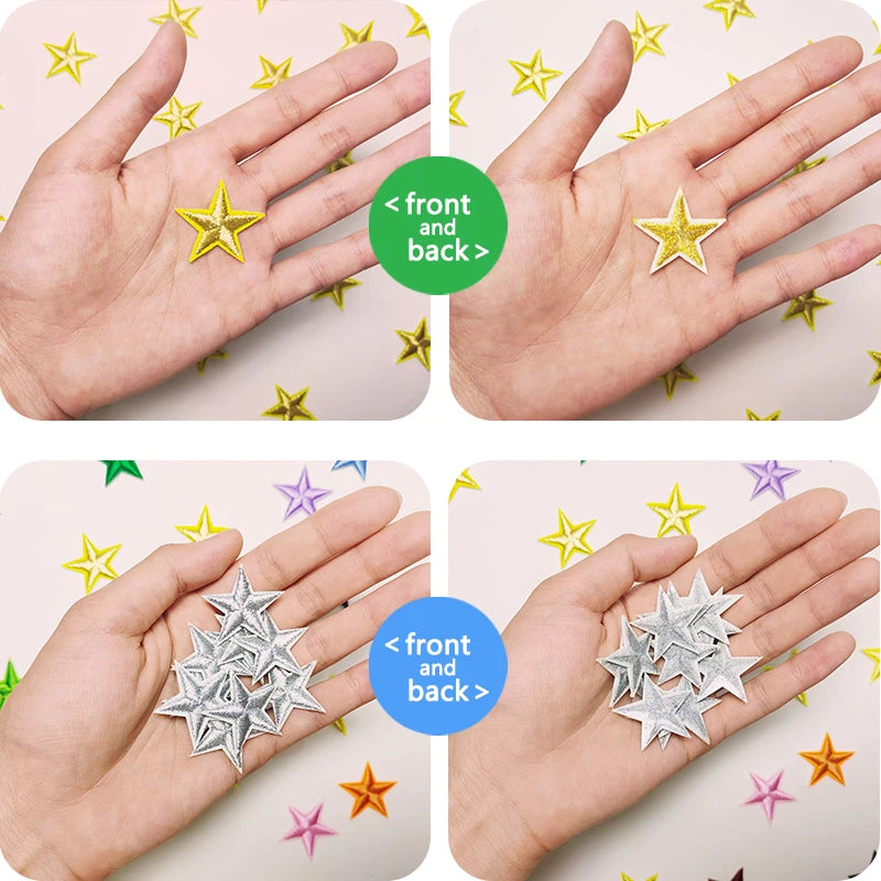 20-Piece Star Embroidery Patches with Iron-On Adhesive