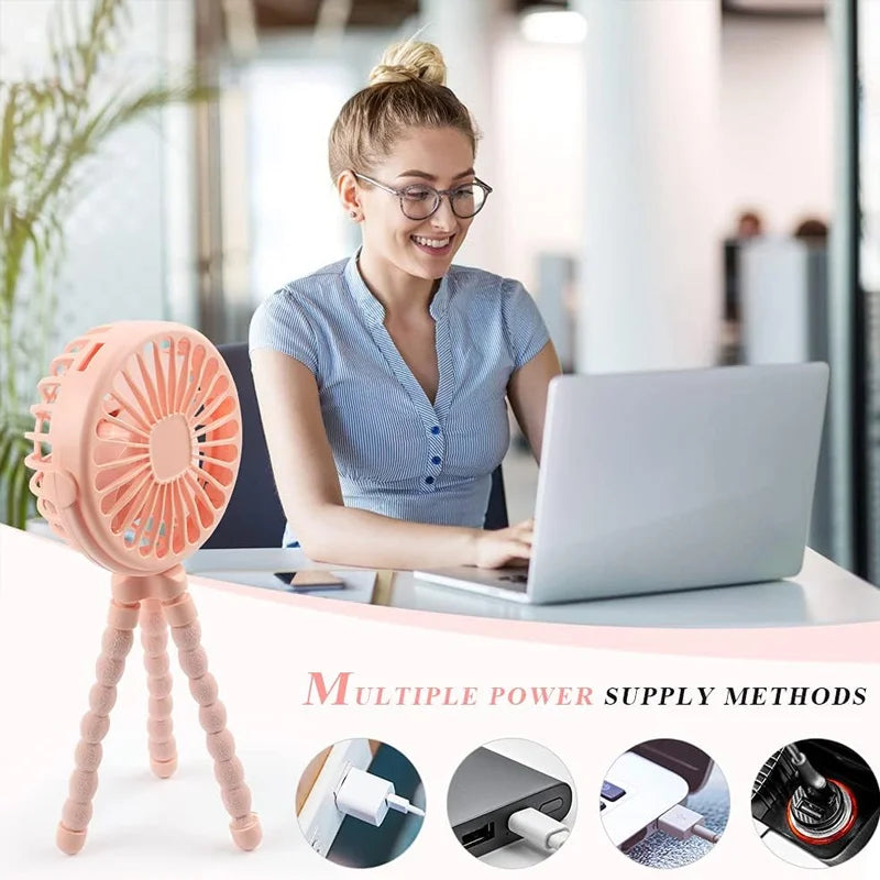 Flexible Tripod Desk Fan with Adjustable Legs