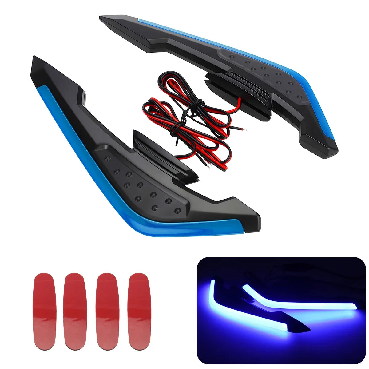 Motorcycle Front Side Spoiler Winglets with LED Light