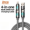 Two 4-in-one multi USB-C charging cables with square connectors and gray cables.