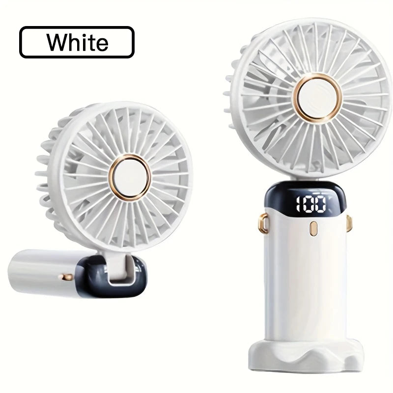 Compact USB Rechargeable Mini Fan with 6 Speeds and LED Light