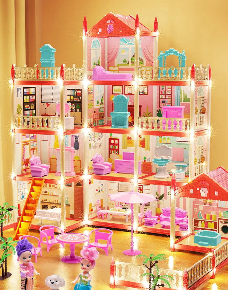 Enchanted Princess Castle DIY Dollhouse with LED Lights