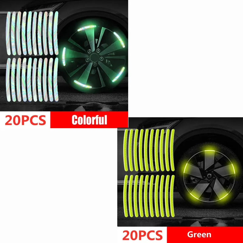 Multicolor Reflective Wheel Hub Stickers for Cars and Motorcycles