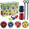 Metal Gyro spinning top battle set with launchers featuring various colored tops and launch mechanisms.