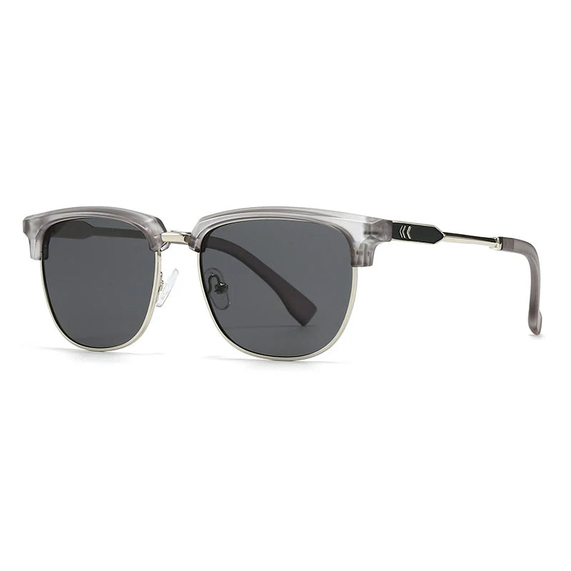 Lunettes de soleil rétro à monture demi-cadre