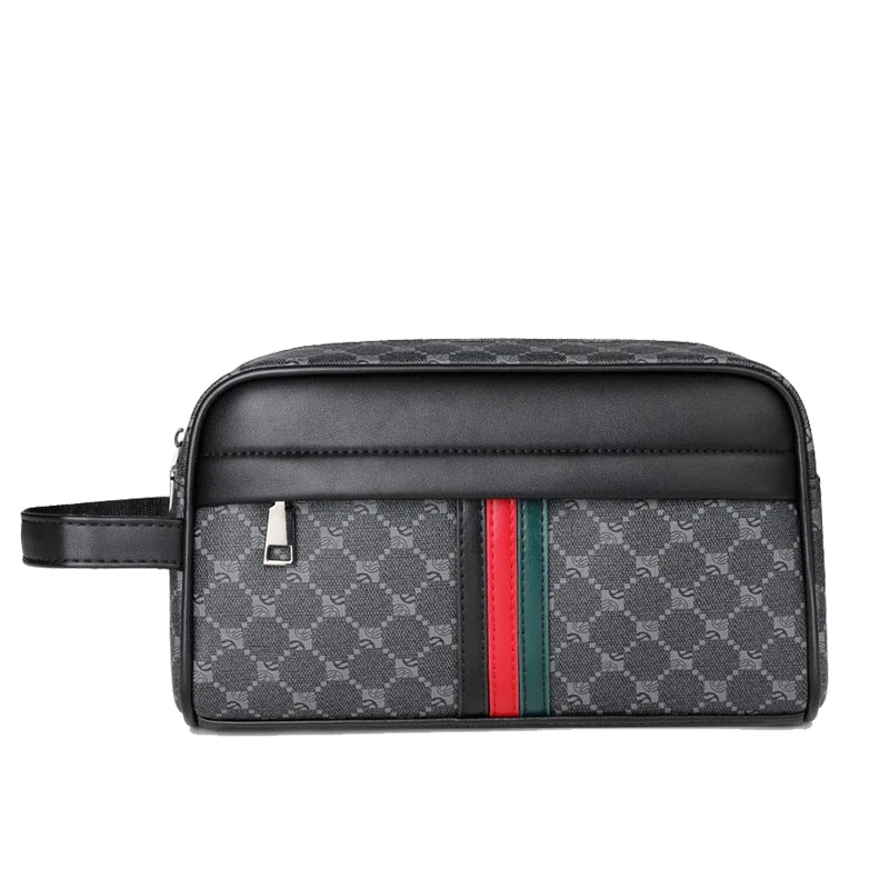 Men's PU Leather Clutch Wallet with Zipper Closure