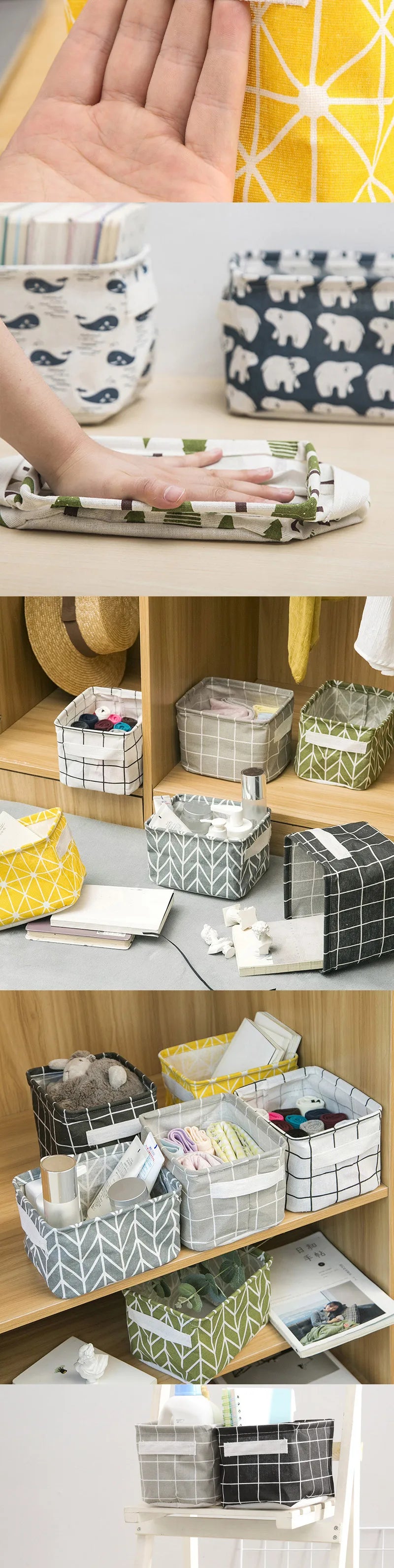 Foldable Canvas Storage Basket with Handles