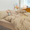 100% Cotton Duvet Cover Set with Plaid Stripe – Breathable & Skin-Friendly