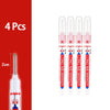 Ein Set von vier langen Nadelstift-Stiften in weißer und roter Verpackung, gezeigt neben einer 2-cm-Skala.