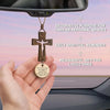 Wood Cross Car Rearview Mirror Pendant with Bible Verse