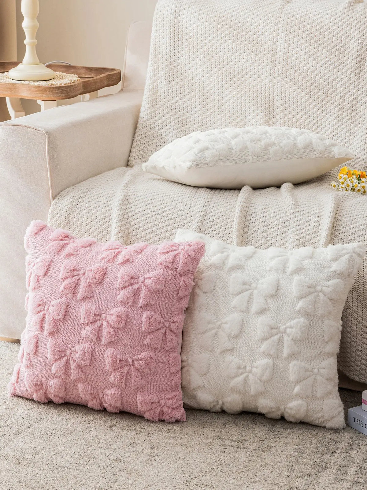Faux Fur Bowknot Pillow Covers (Set of 2)