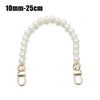 A strand of white pearls used as an elegant chain strap for handbags or DIY purses.