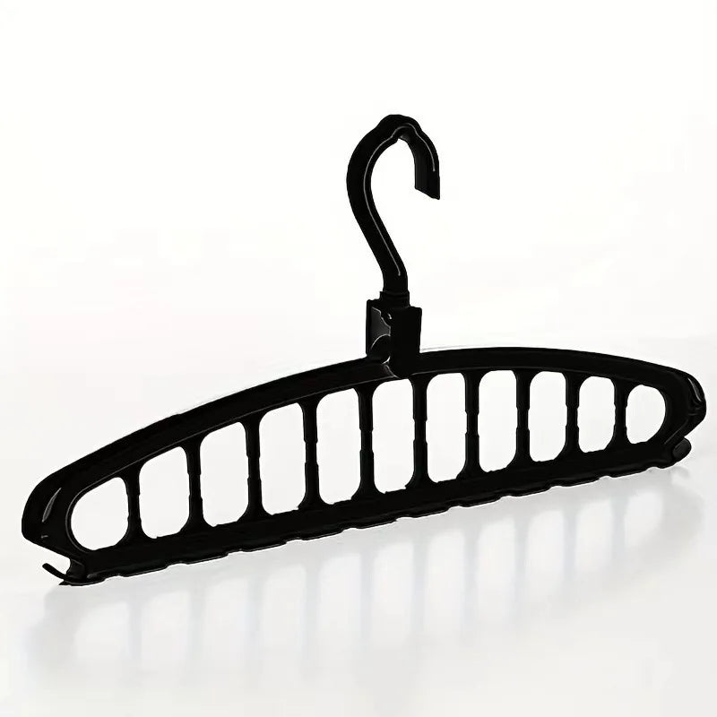 Black multi-layer space-saving closet organizer hangers with a curved hook.