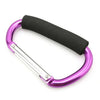 A pair of heavy-duty aluminum stroller hooks with black comfort grips.