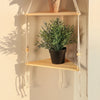 Triangle Wood Floating Wall Shelf with Macrame Rope