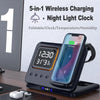 Base de carga inalámbrica plegable 5 en 1 con pantalla LED