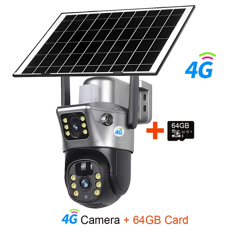 Dual-Lens Solar Security Camera with 4K Night Vision