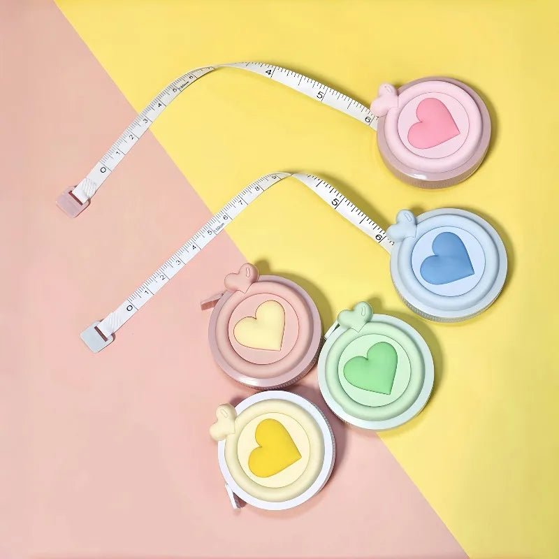 Pastel Heart-Shaped Retractable Tape Measure