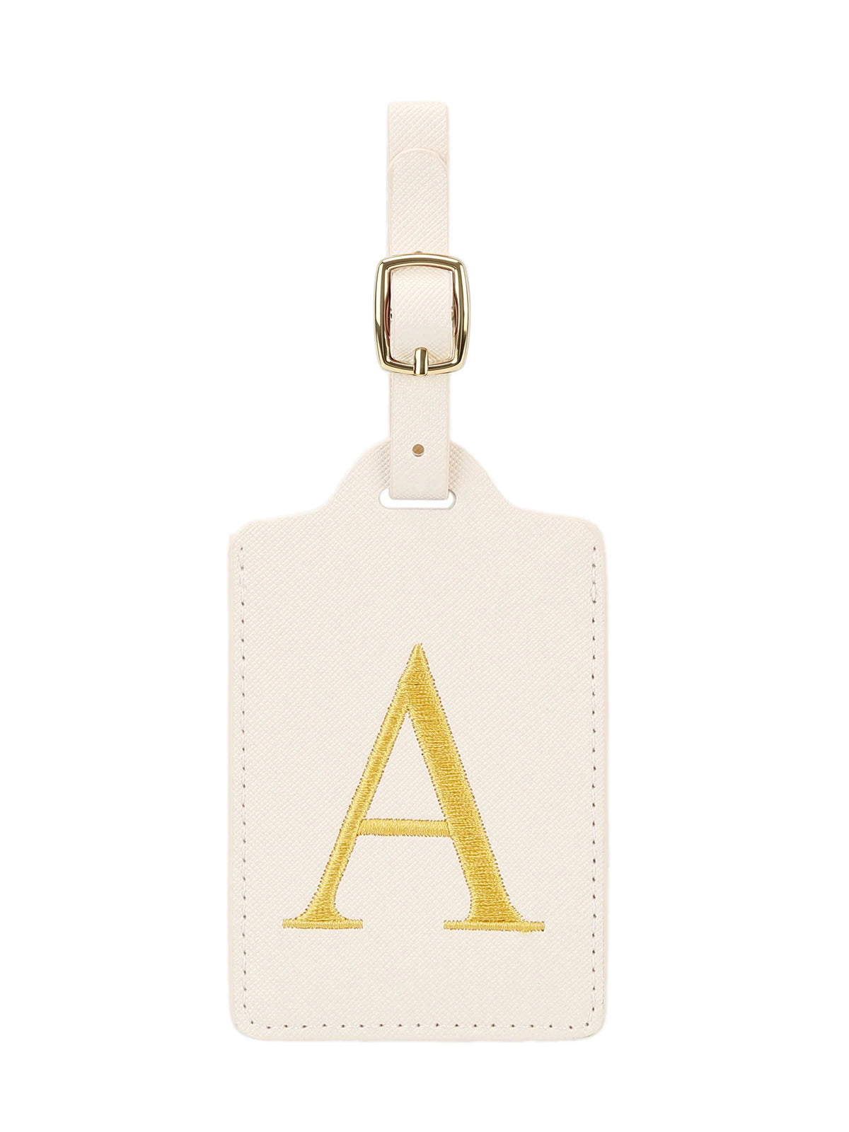 Personalized Embroidered Leather Luggage Tag with Letter Initial
