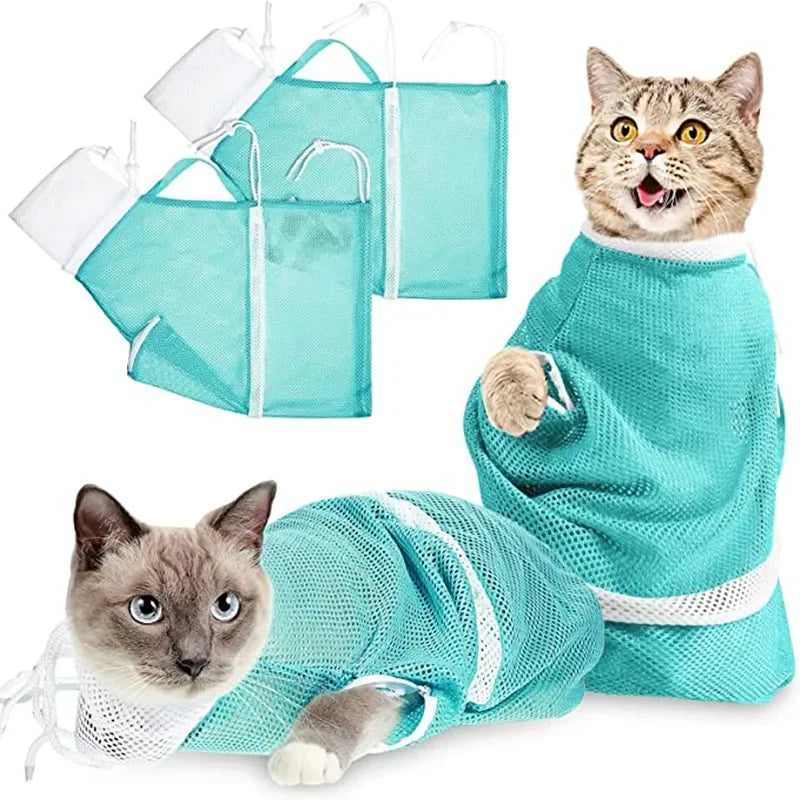 Adjustable Mesh Cat Grooming & Bathing Bag