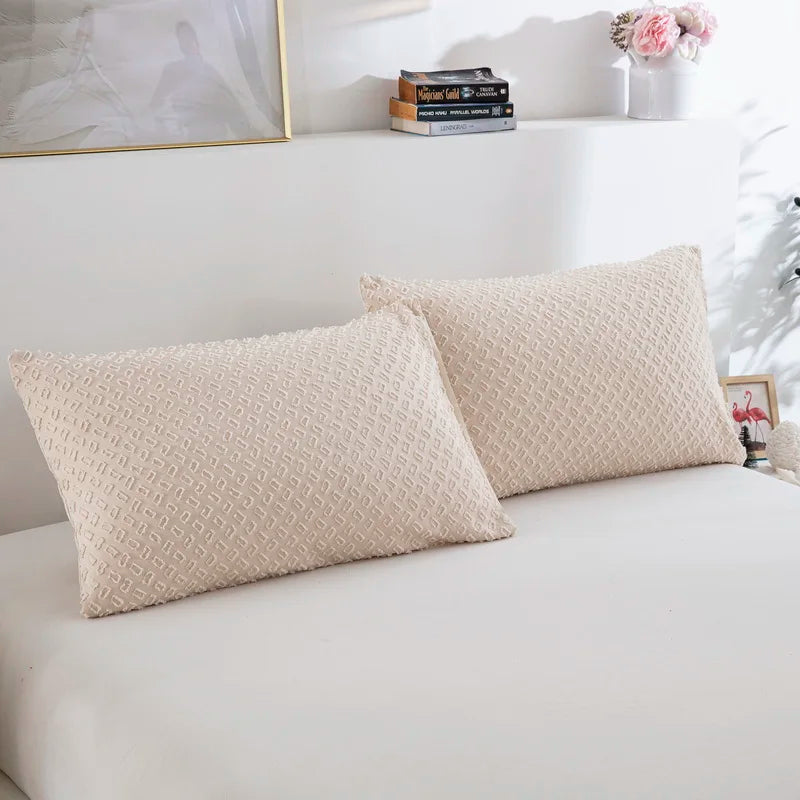 Tufted Boho Chic Duvet Cover Set with Textured Microfiber