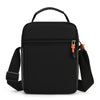 Black versatile casual crossbody bag with adjustable strap and orange hardware