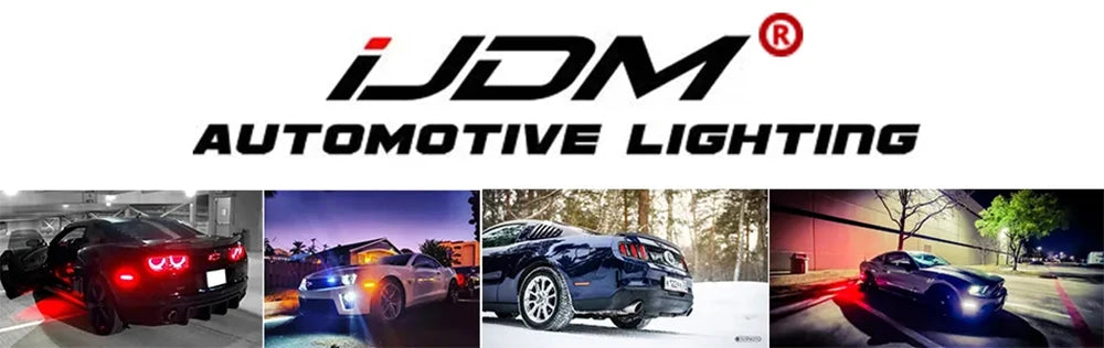 Close-up shots of automotive lighting products, including rear bumper reflector light covers and LED components.