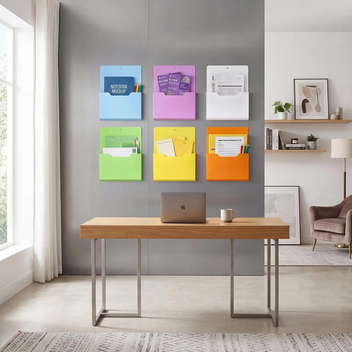 Magnetic Wall-Mounted Document Organizer for Papers and Folders