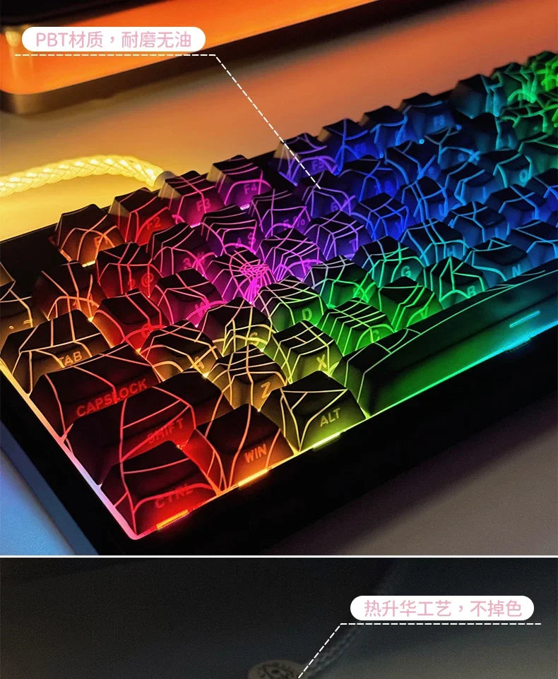 Black Spider Side-Printed Translucent Keycaps for Mechanical Keyboards
