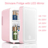 4L Mini Skincare Fridge with Dimmable LED Mirror