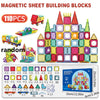 A set of 110 magnetic sheet building blocks in various colors and shapes for children's construction play