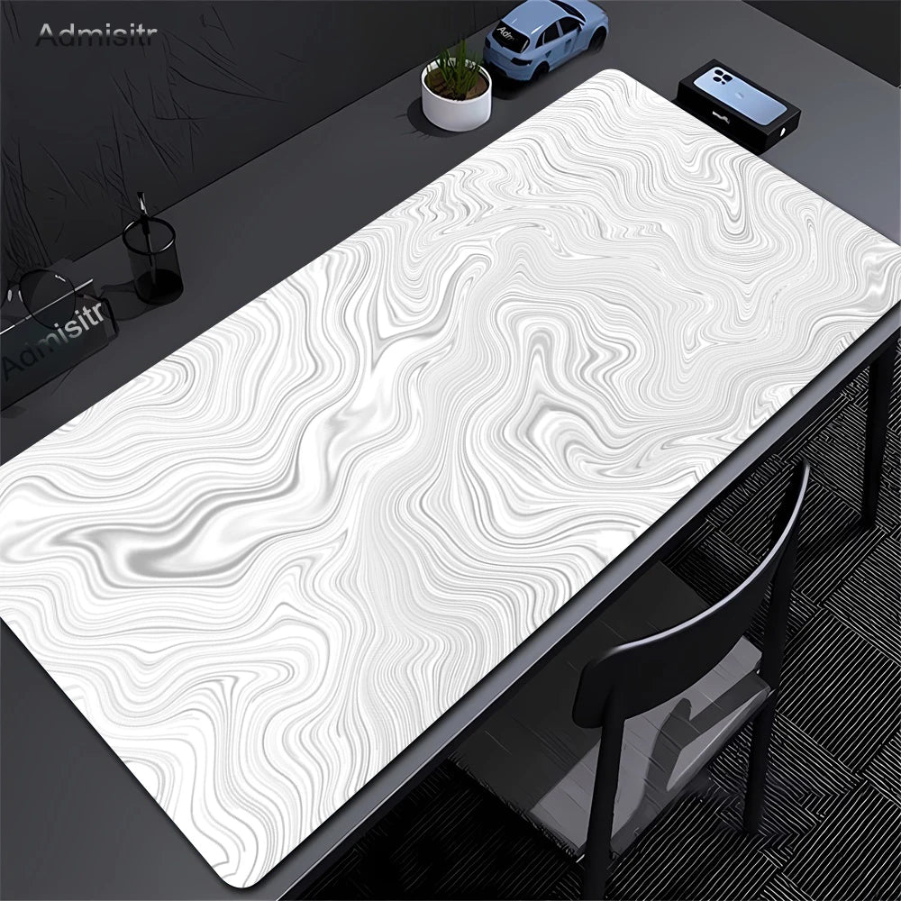 Large Abstract Desk Mat with Stitched Edges