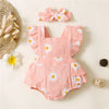 Baby Girl Sleeveless Floral Romper with Headband