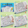 A collection of Look & Find Shape and Color activity pages for children, featuring various hidden objects and items.