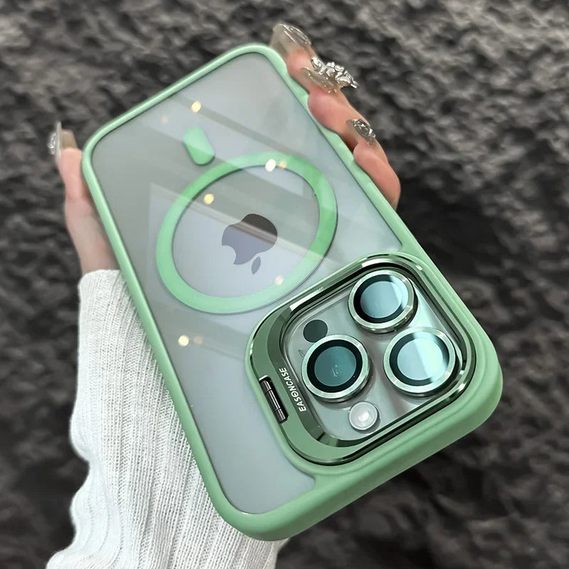 Luxury Magnetic Shockproof Phone Case with Kickstand and Lens Protection