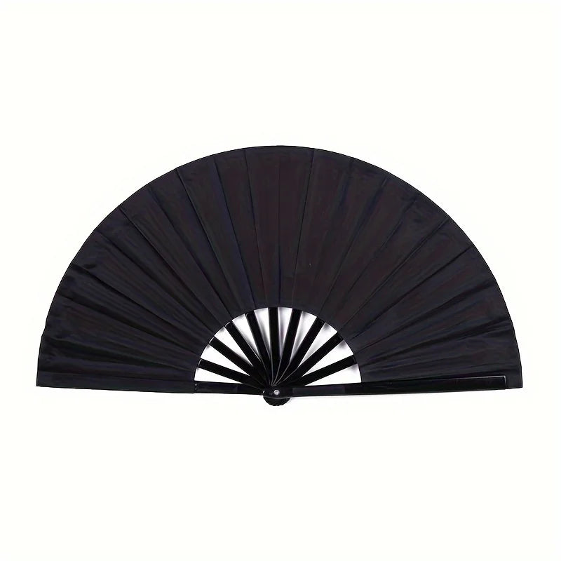 Antique Silk Cloth Folding Fan with Wooden Bamboo Frame