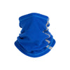 Blue polar fleece neck warmer with silver reflective stripes