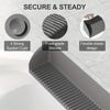 A silicone sink splash guard with a textured, flexible design and four strong suction cups shown in a close-up view.