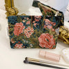 Vintage Floral Cosmetic Bag - Portable Makeup & Toiletry Organizer
