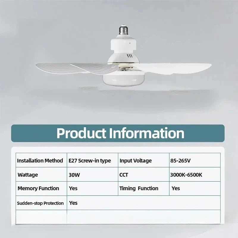 E27 Ceiling Fan Light with Remote Control