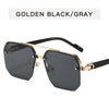 Retro Square Half-Frame Metal Sunglasses