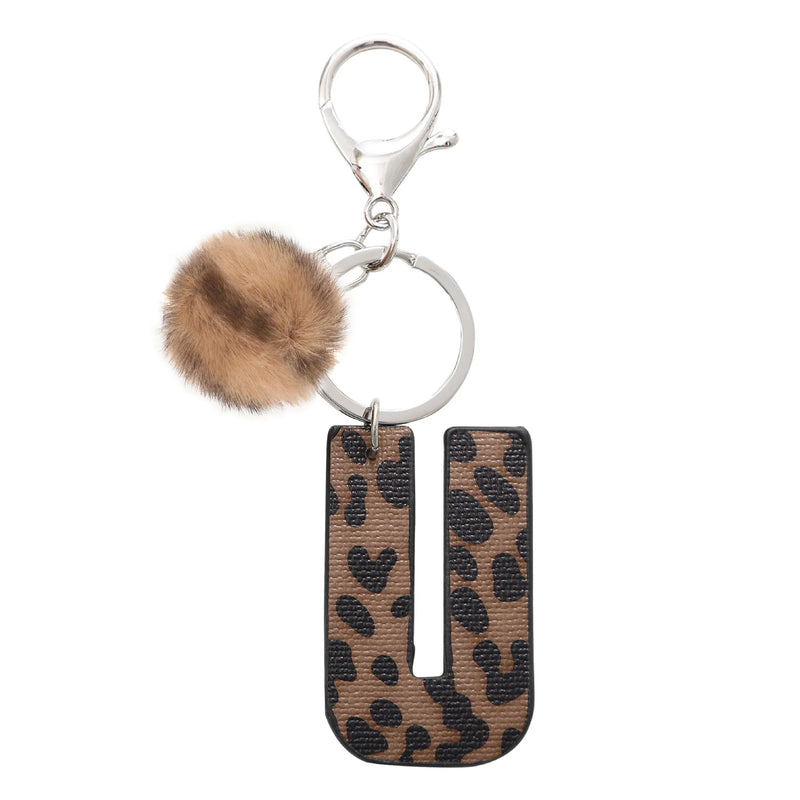 Leopard Print Letter Keychain