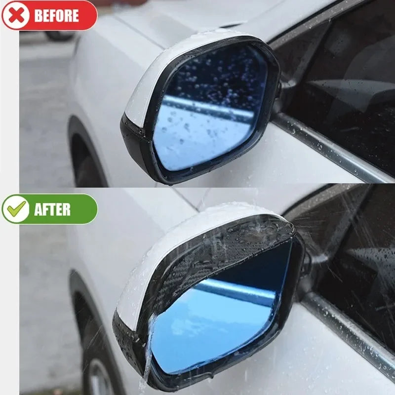Before and after comparison of carbon fiber car side mirror rain and sun visors