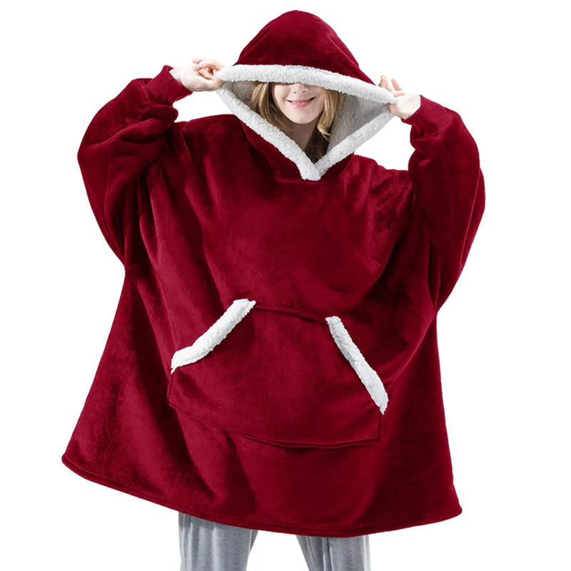 Oversized Flannel & Sherpa Blanket Hoodie